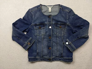White House Black Market Womens 6 Blue Jean Jacket Denim Trucker Round Neck - Picture 1 of 13