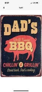 TIN SIGN "Dads bbq “ Cafe Diner Smoker Farm Saloon Kitchen Bbq Sauce Eatery - Picture 1 of 1