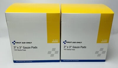 200 Pads Sterile Gauze Pads Peel-Down Pouch 3” X 3” 12 Ply  First Aid Only - Image 1 of 4