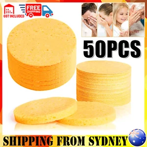 50X Compressed Facial Sponges Natural Cellulose Odorless Disposable Face Sponge - Picture 1 of 11