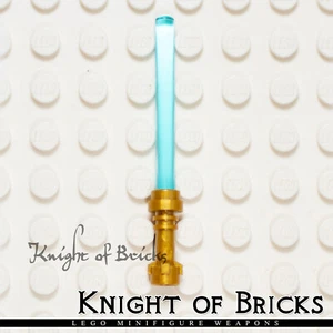 LEGO Minifigure TRANS BLUE Lightsaber w PEARL GOLD Hilt Star Wars Sword - Picture 1 of 2