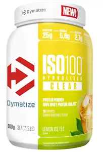 Dymatize ISO 100 hydrolysiert klar Zitroneneistee 900g Molkenproteinpulver - Bild 1 von 4