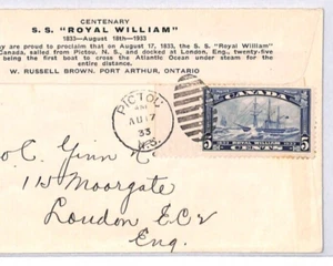 CANADA Illustrated 1933 FDC 5c ROYAL WILLIAM Pioneer Steamer SHIP Pictou YR203 - Picture 1 of 12