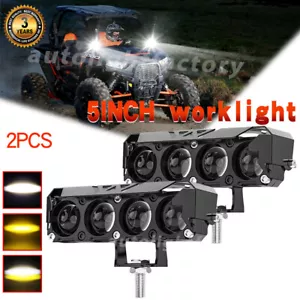 2 luces antiniebla LED de trabajo de 5 pulgadas blancas + amarillas todoterreno para Can-Am Maverick Max - Imagen 1 de 10