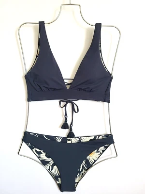 Top de bralette con cordones Maaji y pantalones de bikini clásicos talla XL azul Foto 1 de 2