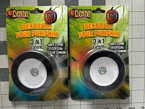 NEW 2-pack lot PUMPKIN MASTERS 3 IN 1 LED LIGHT HALLOWEEN Strobes Color Changing - Picture 1 of 6