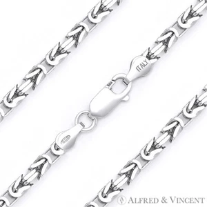 Brazalete de cadena italiana de plata esterlina 925 de 2,7 mm eslabón bizantino con rodio - Imagen 1 de 2