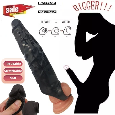 Hombres Masculino Circunferencia-Alargador-Potenciador-Pene-Extensión-Extensor-Funda-Manga 28cm Foto 1 de 4