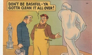 Estatua de colección del Museo del Humor postal, no seas tímido, ¡tengo que limpiarla por todas partes! - Imagen 1 de 2