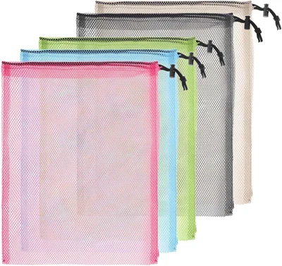6 Pcs 11 X 15 Inch Nylon Mesh Drawstring Laundry Bags with Cord Lock Closure - Image 1 of 4