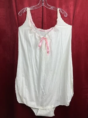 XL 1x Edwardian 20s step In lounge romper Summer Cotton Ribbon Combi Plus - Image 1 of 4