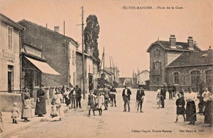 FR Vezelise Francia-Case Nuove-Piazza Stazione-Cartolina fotografica reale d'epoca (F10) - Foto 1 di 4