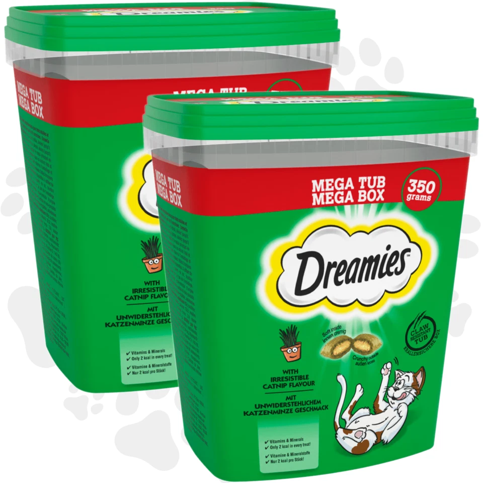 Dreamies Cat Treats 2 x 350g - IRRESISTIBLE CATNIP - Crunchy Snacks - Mega Tub - Image 1 of 3