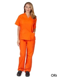 Scrub Set NATURAL UNIFORMS Men Women Unisex Top Pants BP101 ORANGE - Picture 1 of 1