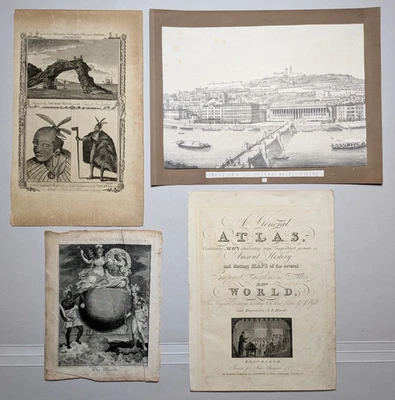 3 Kupferstiche, 1 Litho - 18. / 19. Jahrhundert - Neuseeland, Lyon, Titelblätter - Bild 1 von 4