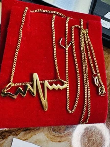 New 18K 750 Saudi Real Fine Gold Love Heartbitz Set Necklace 20” Inch 4g - Picture 1 of 22