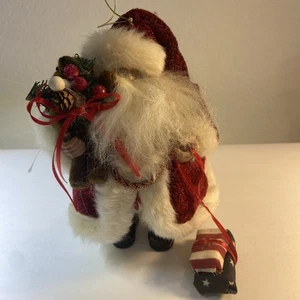 8”Roly Poly Santa - Santa's Workbench Vintage Cloth Santa Decoration Ornament - Picture 1 of 7