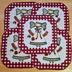 5er Set Tischsets Weihnachtsengel Stoff, eckig abgerundet - Bild 1 von 3