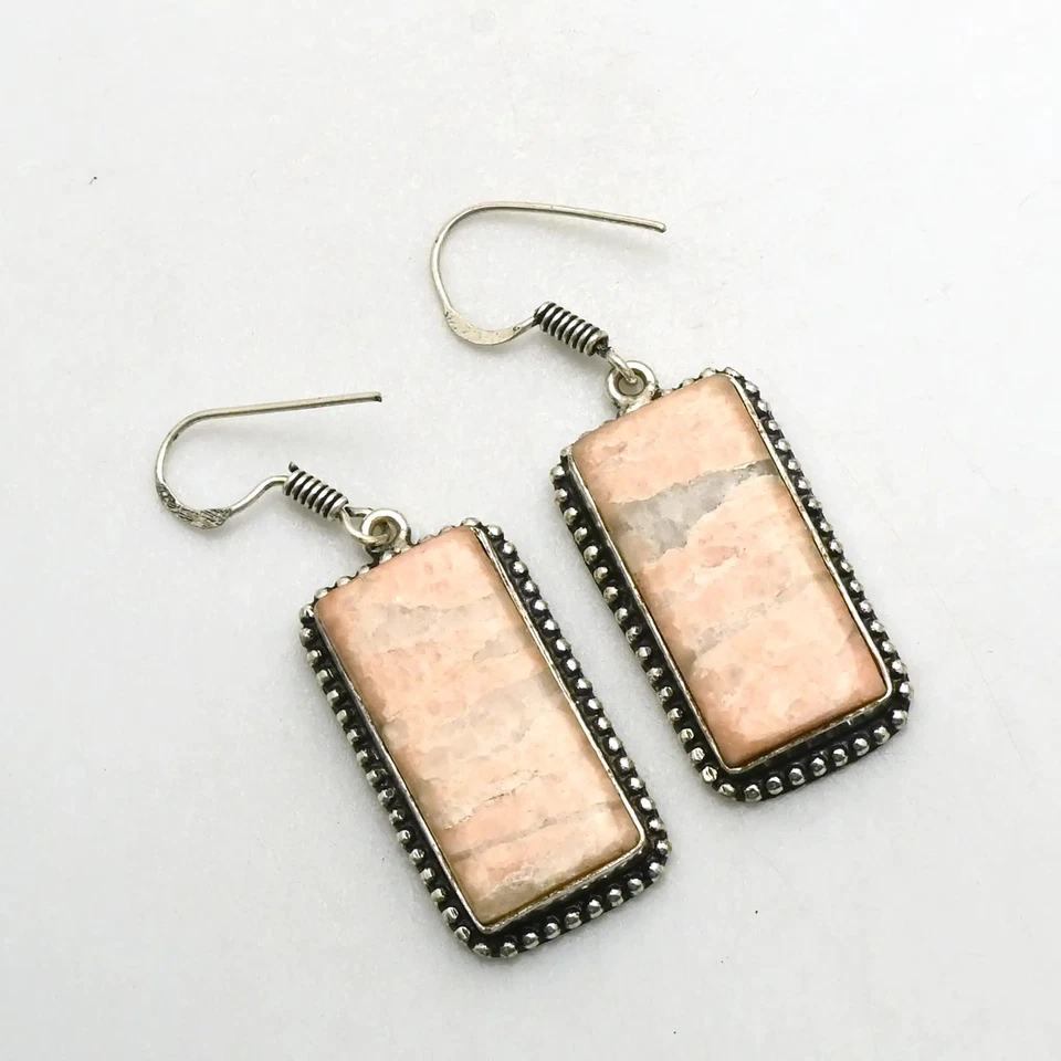 Pendientes colgantes hechos a mano de piedras preciosas de piedra solar joyas para mujer 1,8" AE-89400 Foto 1 de 1