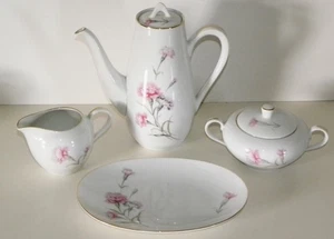 Royal Court Fine China CARNATION (Japan) Teapot, Creamer, Sugar Bowl, Platter - Picture 1 of 12