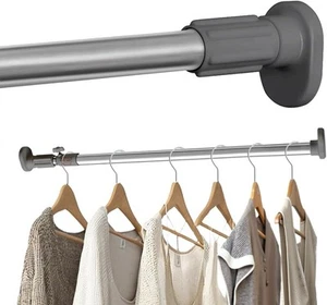 Hershii Expandable Window Shower Curtain Tension Rod Oval Head 70-120cm, Grey - Picture 1 of 6