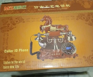 Retro Horse Design Tarcza telefoniczna Telefon przewodowy Wykwintne wykonanie pomarańczowy NOWY - Zdjęcie 1 z 5