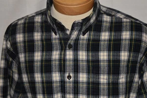 L.L. BEAN XL TALL Men's L/S Cotton Flannel Button Down Shirt Navy Plaid - Picture 1 of 6