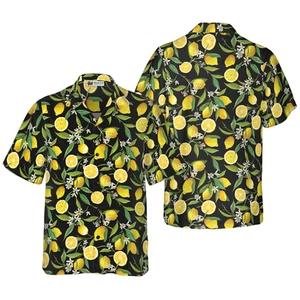 Summertime Watercolor Lemon Hawaiian Shirt - Picture 1 of 5