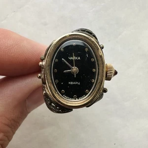 RARE REPAIR Vtg Quartz CHAIKA RING GOLD AU Women LADY Beauty USSR Watch Soviet - Picture 1 of 13
