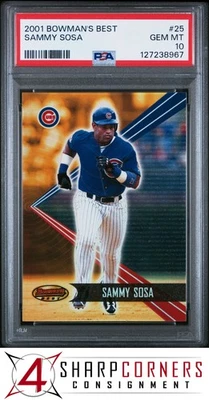 Bowman's Best #25 2001 Sammy Sosa Cubs Pop 1 PSA 10 Foto 1 de 3