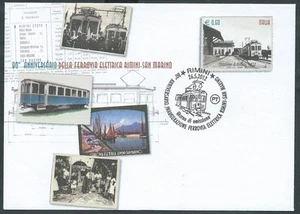 2012 ITALIA FDC BUSTA POSTALE FERROVIA RIMINI SAN MARINO NO TIMBRO ARRIVO - FB - Picture 1 of 1