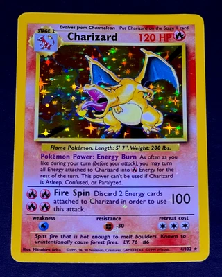 1999 Pokemon CHARIZARD Base Set HOLO BLEED Misprint ERROR Card 4/102 Rare WotC - Image 1 of 3