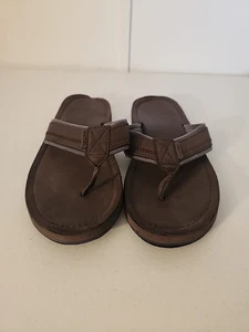 Nautica Zehentrenner Flip-Flop Sandale Herren Gr. 7 braun Leder Slipper flacher Absatz - Bild 1 von 7