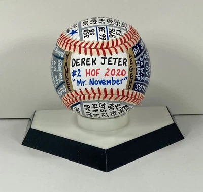 Derek Jeter VCBC SuperStats LEGENDS OAL Baseball, Hand Painted, N.Y. Yankees - Image 1 of 4