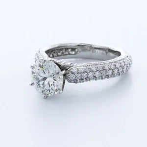 ANILLO ACENTO MILGRAIN DE PLATINO CORTE REDONDO E/VS2 DIAMANTE CREADO EN LABORATORIO 3,1 QUILATES - Imagen 1 de 3