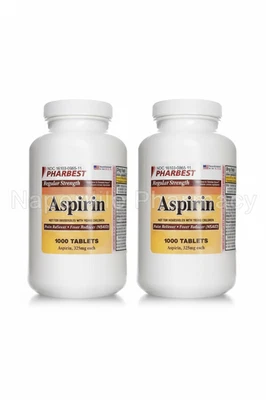 2 Pack Pharbest Aspirin Pain and Fever Relief Regular Strength 325mg 1000Ct Each - Image 1 of 4