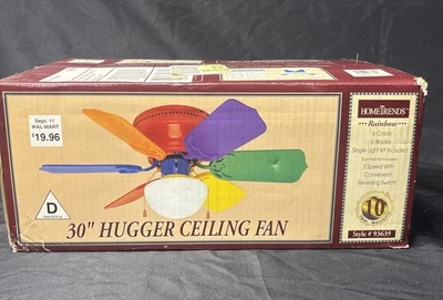 NIB Home Trends 30” Hugger Ceiling Fan Multi-Color Colorful Rainbow Retro Cs8 - Image 1 of 4
