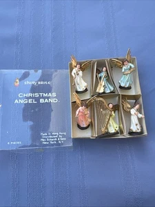 Estatuilla de plástico vintage brillante Brite - colorida "banda de ángel de Navidad" adornos - Imagen 1 de 7