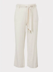 Torrid Linen High Rise Wide Leg Self Tie Trouser Pant Ivory 45"L Sz 28 #B69313 - Picture 1 of 4