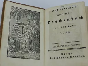1828 Gothic Genealogical Paperback Justus Perthes Stitches - Picture 1 of 12