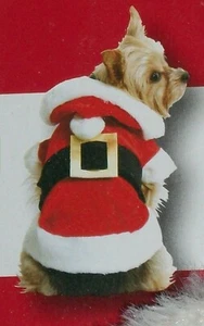 Dog Red Christmas Santa Suit Holiday Velour Coat Hat Belt S Small 12-13" Pet - Picture 1 of 2