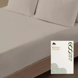 Premium Hotel Quality 1-Piece Cotton Fitted Sheet, Luxury Softest 600 Thread ... - Picture 1 of 8