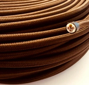 4x0, 75mm 2 Dark Brown Textile Cable for 4-Wire Lamps Current Replacement - Picture 1 of 3