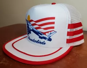 Cappello camionista vintage USAF Thunderbirds 3 strisce US Air Force maglia berretto snapback - Foto 1 di 13