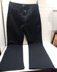 Lee Riders Women's Deep Dye Black Denim Jeans Flared Wide Leg Pants Size 16M - Picture 1 of 13