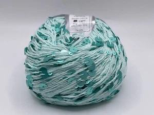 Cotton Paillette Mint 81562 Ice Yarns 50gr 125 yds DK Large & Small Sequin - Picture 1 of 6