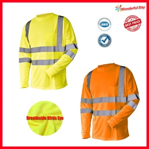 Camiseta Hi Vis ANSI Clase 3 Reflectante Seguridad Cal Mangas Largas ALTA VISIBILIDAD02 - Imagen 1 de 11