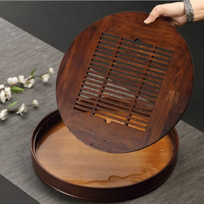 Natural Hard Bamboo Gongfu Tea Tray Chinese Serving Table Water Storage Plate - Image 1 of 4