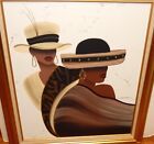 JUNE MARIE ORIGINAL OIL ON CANVAS TWO AFRICAN AMERICAN WOMAN & EARRINGS PAINTING