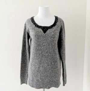J Crew Lammwollpullover Größe Small grau Boyfriend schwarz Pailletten - Bild 1 von 4